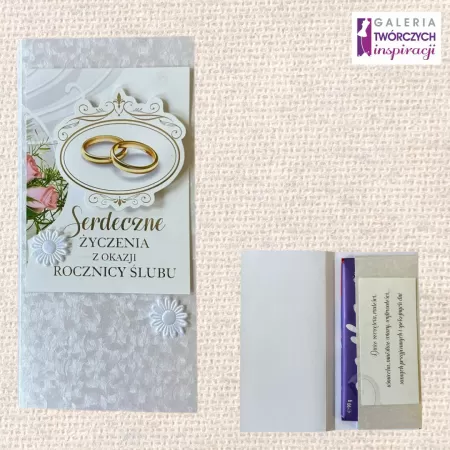 Opakowanie na czekoladę „Serdeczne Życzenia z Okazji Rocznicy Ślubu” - 8,5 na 17 cm